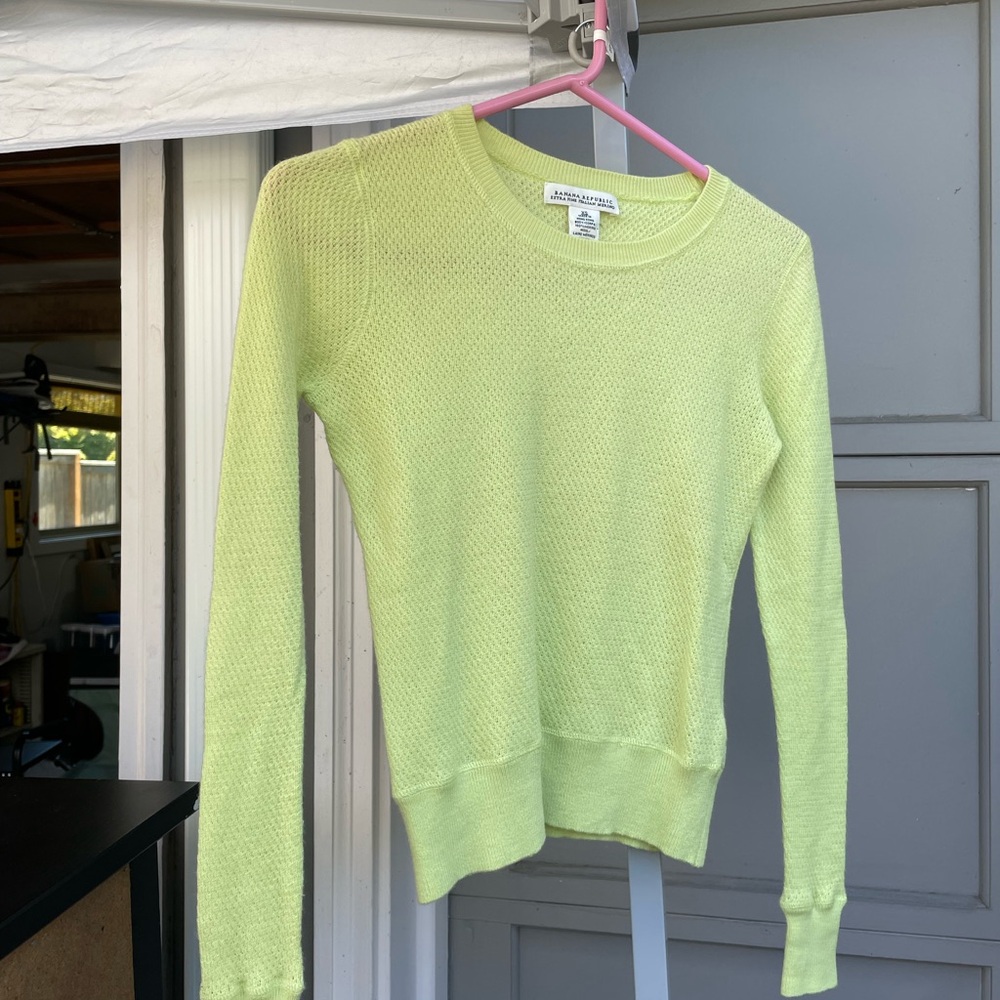 Banana Republic Women's Neon Yellow Merino Sweater